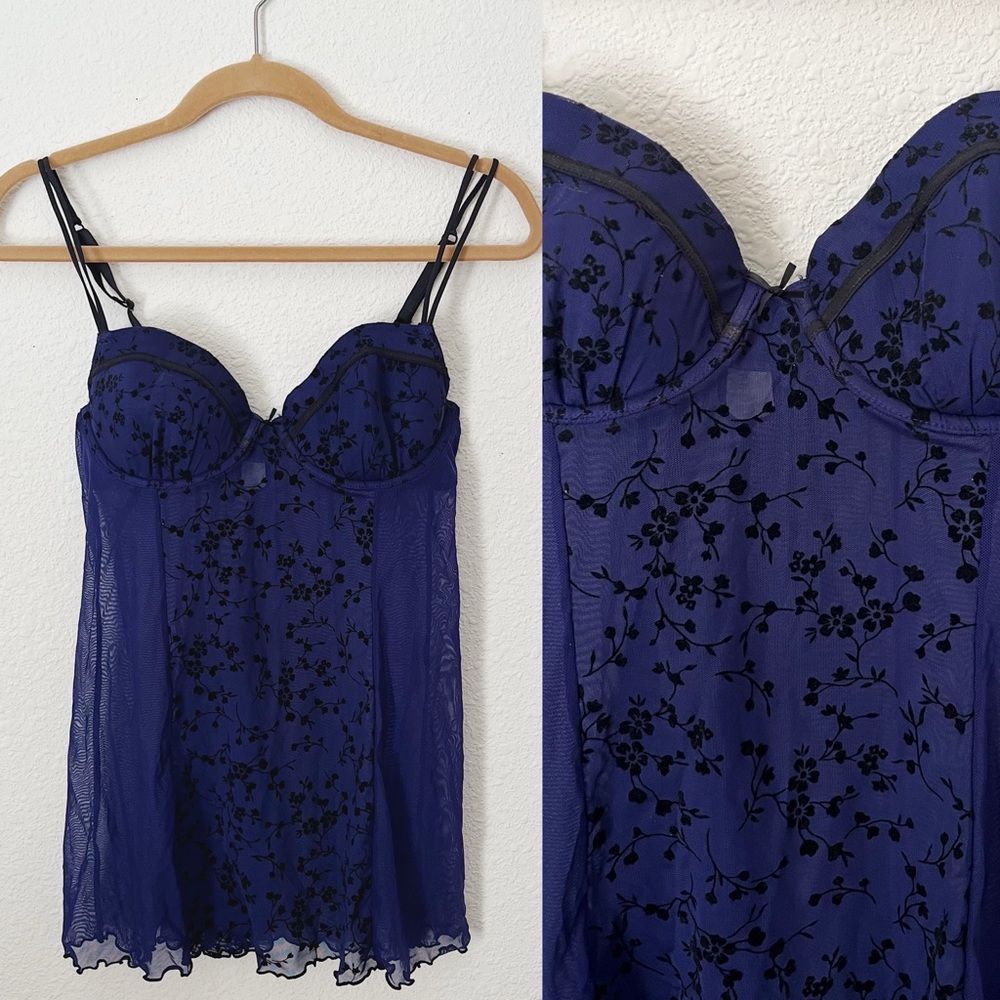 Gilligan & O'Malley Navy Floral Lace Chemise